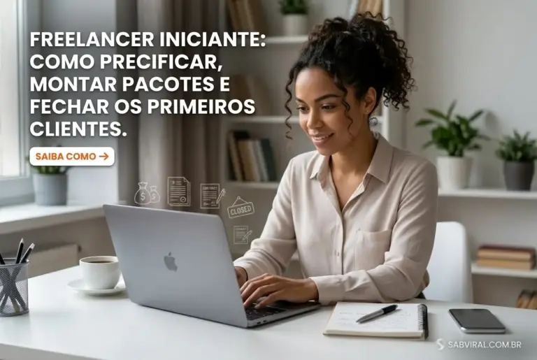 Jovem mulher trabalhando em laptop com dicas para freelancers