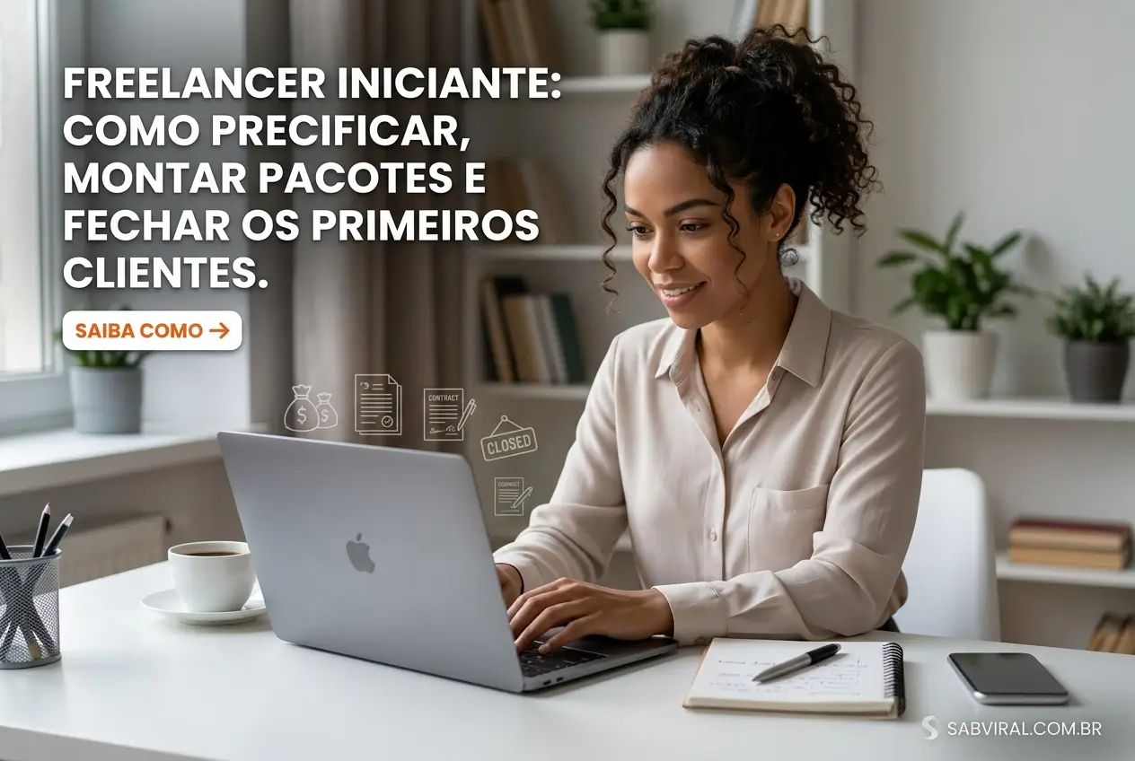 Jovem mulher trabalhando em laptop com dicas para freelancers