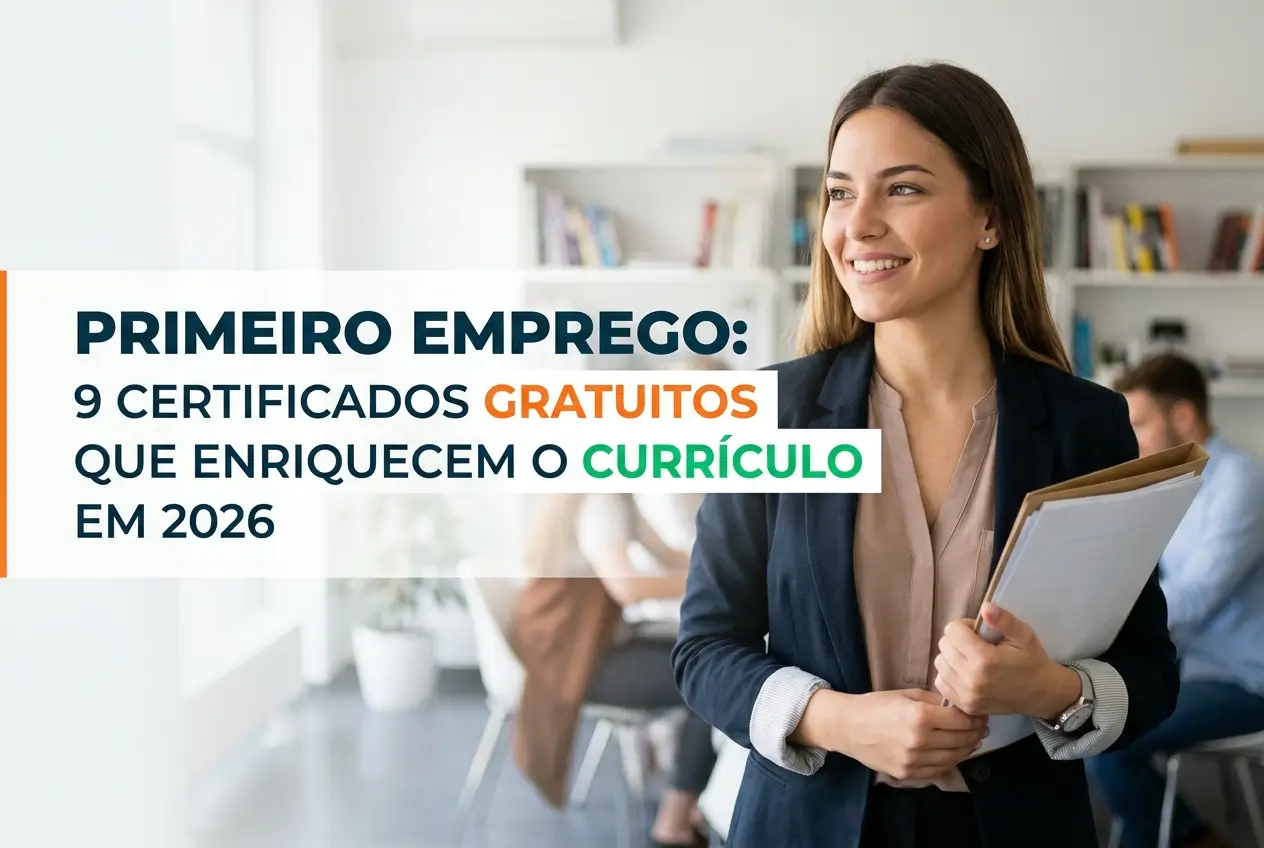 Mulher profissional segurando documentos, escritório colaborativo